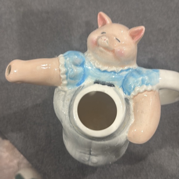 Vintage Collector teapot dancing waltzing pigs farm animals ranch western - Picture 6 of 8